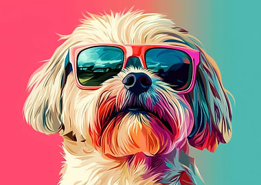 West Highland White Terrier with Sunglasses Portrait