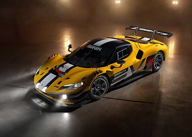 Yellow Ferrari 296 GT3 Race Car