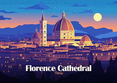 Florence Cathedral Italy Cityscape Illustration