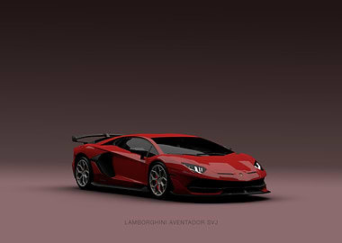 Red Lamborghini Aventador SVJ Studio Shot