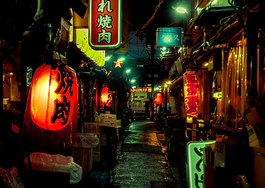 Japanese Alley with Lanterns