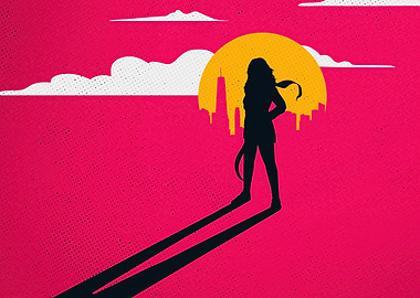 ms. marvel silhouette with cityscape backdrop