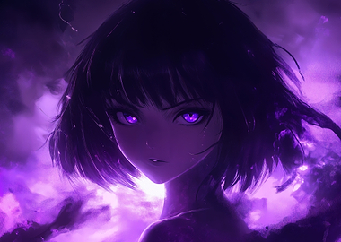 Anime Girl with Purple Eyes
