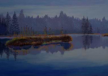 Serene Lake Landscape Painting
