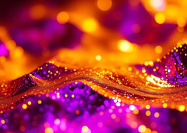 Abstract Orange and Purple Glitter Landscape