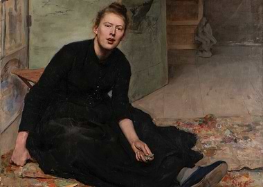 Woman in Black Dress Painting