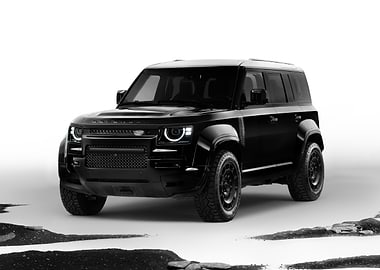 Black Land Rover Defender on White