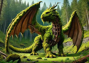 Moss Covered Dragon in Forest
