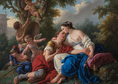Classical Lovers with Cupids Painting