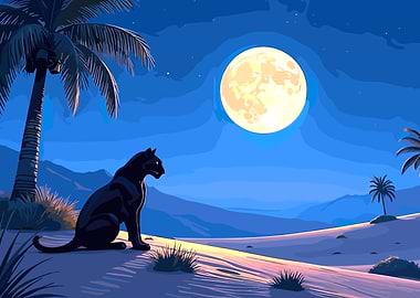 Black Panther Under the Moonlight