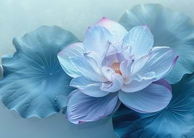 Elegant Lotus Flower Blue Light