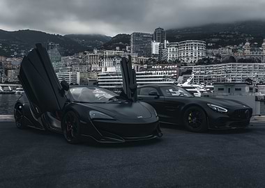 Two Black Luxury Cars in Monaco