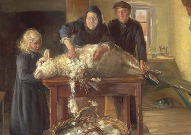 Shearing Sheep Painting