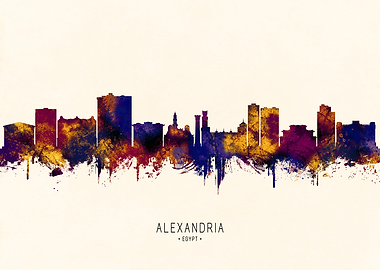 Alexandria, Egypt Skyline Watercolor