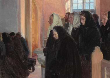 Painting of People in Church