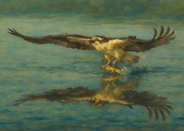 Osprey Catching Fish Painting