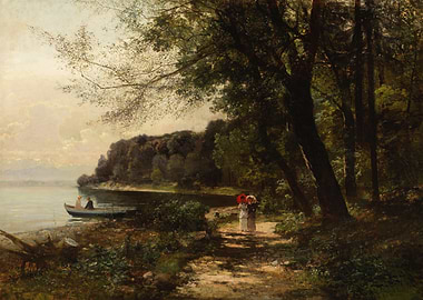 Landscape Painting with Figures and Boat