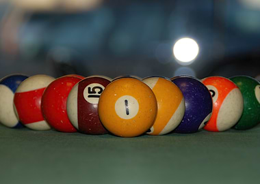 Close-up of Billiard Balls on Table