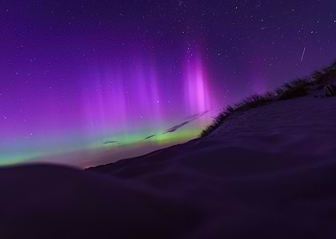 Aurora Borealis over the sand dunes of Amrum, Germany