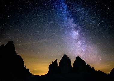 Milky Way over Mountain Peaks