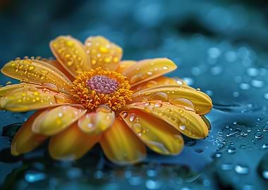 Yellow Flower Water Droplets