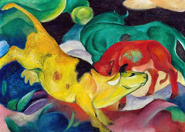 Cows, Red, Green, Yellow by Franz Marc