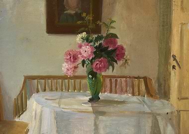 Still Life with Flowers and Portrait