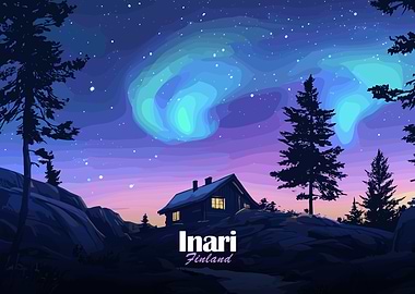 Inari Finland Aurora Borealis Cabin Night