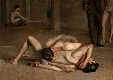 Wrestling Match Painting