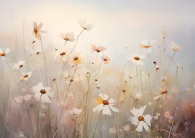 White Flowers in a Field