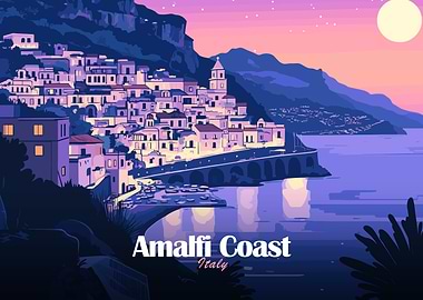 Amalfi Coast Italy Travel Poster