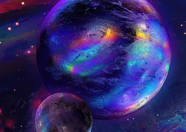Colorful Planets in Space