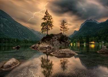 Lake Hintersee Lightning Landscape