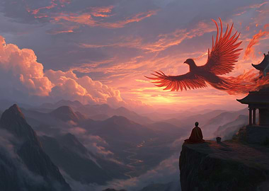 Phoenix and Monk at Sunset