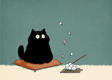 Black Cat and Dango Illustration