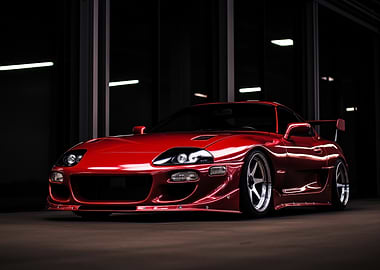 Red Toyota Supra supercar
