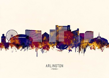 Arlington, Texas Skyline Watercolor