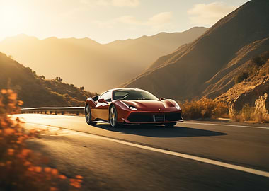 Red Ferrari Mountain Road