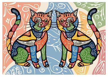 Colorful Cats Illustration
