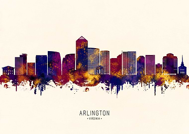 Arlington Virginia Skyline Watercolor Art