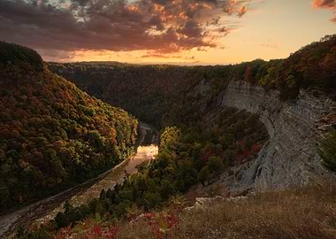 Scenic Autumn Canyon at Sunset