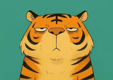 Grumpy Cartoon Tiger Portrait