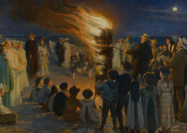 Bonfire on the Beach Painting