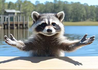 Friendly Raccoon with Open Arms