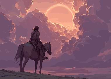 Horse Rider Under Celestial Sky