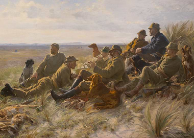 Hunting Party Resting in Field Painting