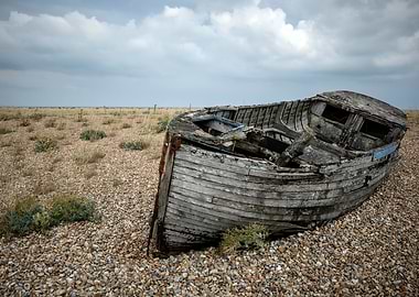 Abandoned Boat on Pebble Beach