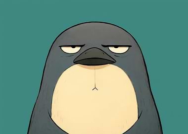Grumpy Cartoon Penguin Illustration