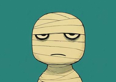 Cartoon Mummy with a Grumpy Expression