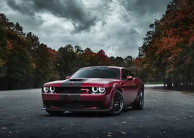 Red Dodge Challenger SRT Hellcat